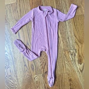 Kyte BABY Dusty Rose Ribbed Zip Footie